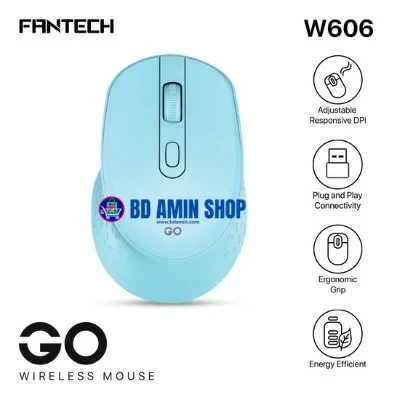 Fantech GO W606 Wireless Mouse – 2.4 GHz Optical, 1000‑1600 DPI, 4 Buttons, 10 m Range