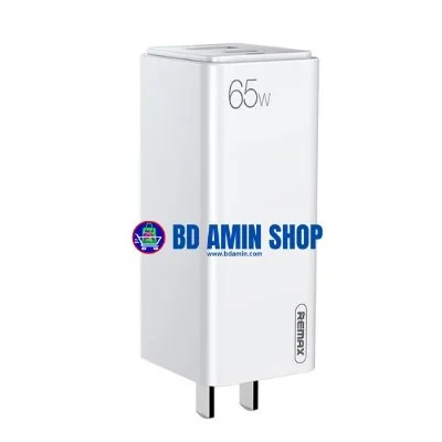REMAX RP‑U50 GaN 65W Fast Charger – Dual‑Port PD3.0 + QC3.0, Compact Travel Adapter