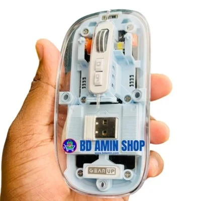GearUP WM30 Transparent Crystal Wireless Mouse – 2.4G + BT | Best Price in Bangladesh