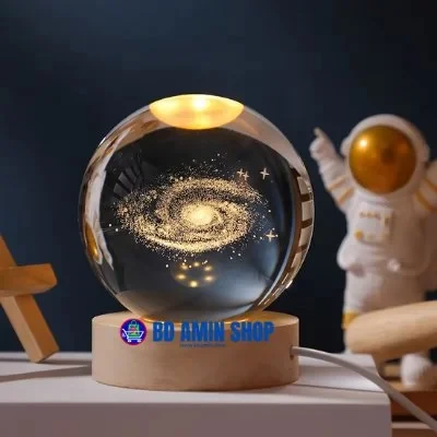 3D Crystal Ball Galaxy – 7 Color LED Base | Home Decor & Gift