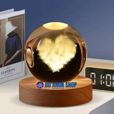 3D Crystal Ball Cloud Love Shape – 7 Color LED Base | Romantic Gift & Home Decor