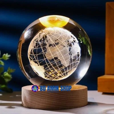 3D Crystal Ball Globe – 7 Color LED Base | Home Decor & Gift